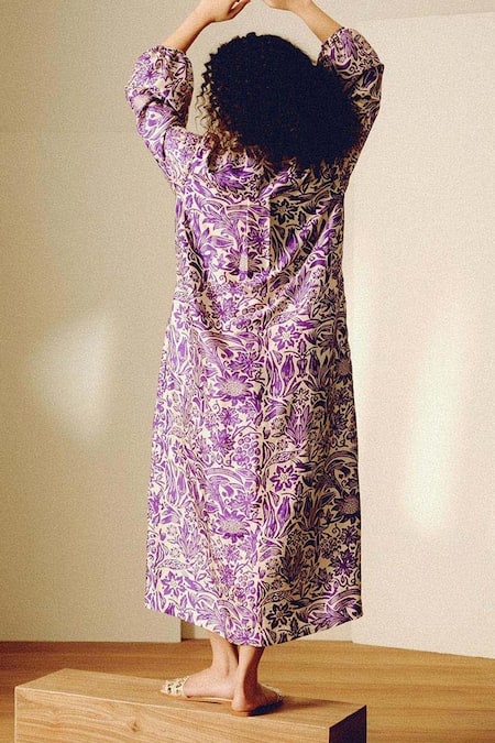 Kavya Singh Kundu Purple Handwoven Mulberry Silk Dress 