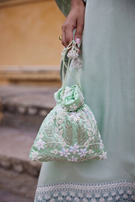 Buy_Seher Jaipur_Teal Embroidery V-neck Alia Kaftan Set _Online_at_Aza_Fashions