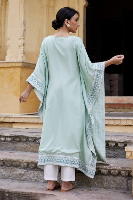 Seher Jaipur Alia Teal Kaftan Set 