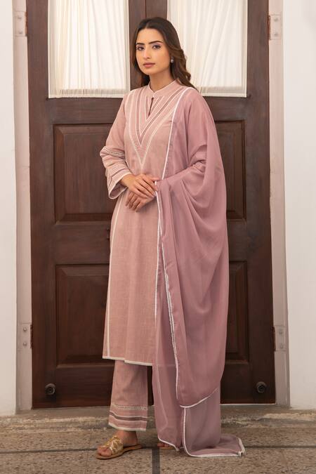 Buy Seher Jaipur Mauve Embroidery Muslin Silk Amira Kurta Set Online at Aza Fashions Buy_Seher Jaipur_Mauve Embroidery Muslin Silk Amira Kurta Set _Online_at_Aza_Fashions