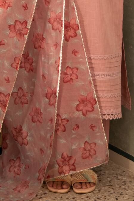 Buy_Seher Jaipur_Mauve Embroidery Round Neck Fiha Kurta Set _Online_at_Aza_Fashions