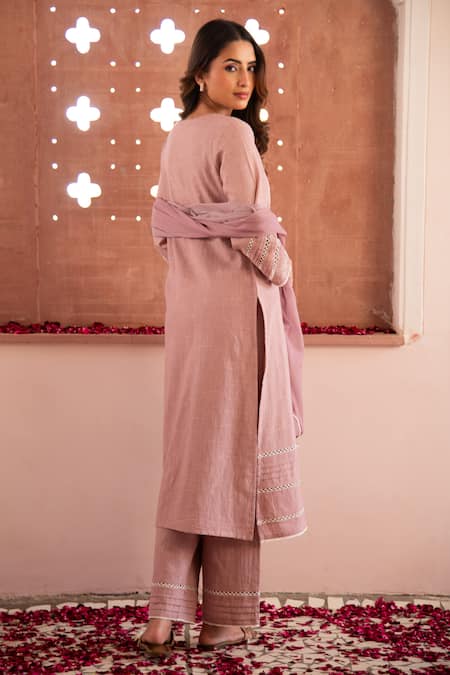 Seher Jaipur Mauve Muslin Silk Inayat Kurta Set 