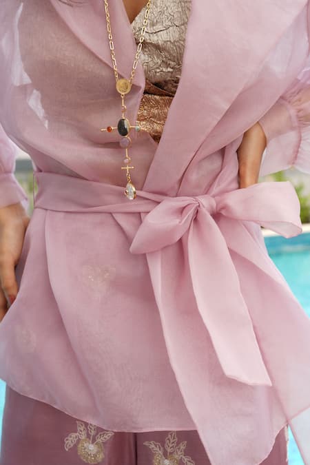 Buy Aditi Somani Pink Organza, Silk Embroidery Open , Round Rose Gharara Set Online at Aza Fashions Buy_Aditi Somani_Pink Organza, Silk Embroidery Open , Round Rose Gharara Set _Online_at_Aza_Fashions