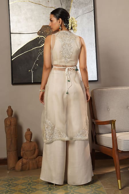 Aditi Somani Beige Embroidered Fusion Kurta Set 