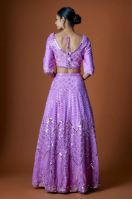 Shop Mehak Murpana Purple Silk, Net Sequins, Mirrors, Embroidery Round Raw Classic Lehenga Set at Aza Fashions Shop_Mehak Murpana_Purple Silk, Net Sequins, Mirrors, Embroidery Round Raw Classic Lehenga Set _at_Aza_Fashions