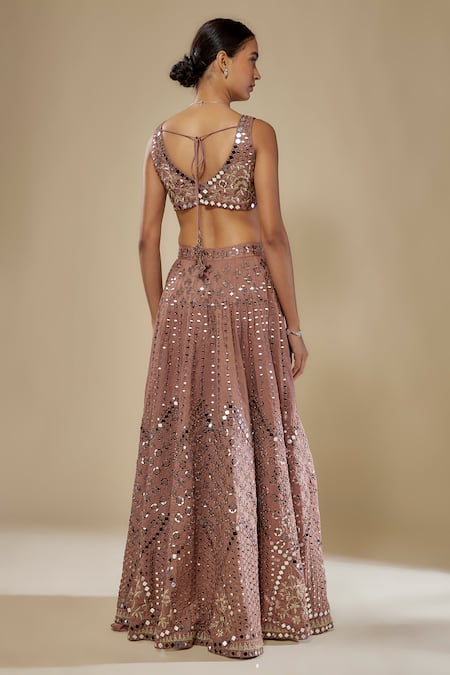 Mehak Murpana Brown Sequined Classic Lehenga Set 