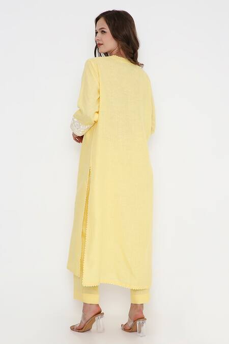 Bhairavi Jaikishan Yellow Embroidered Kurta Set 