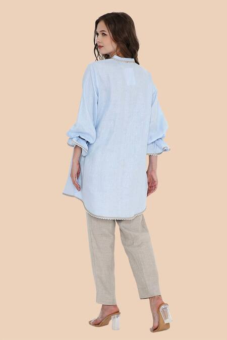 Bhairavi Jaikishan Embroidered Blue Kurta Set 