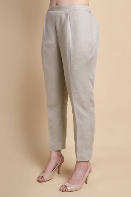 Shop_Bhairavi Jaikishan_White Linen Beads Split V-neck Designer Fusion Style Kurta Set _Online_at_Aza_Fashions