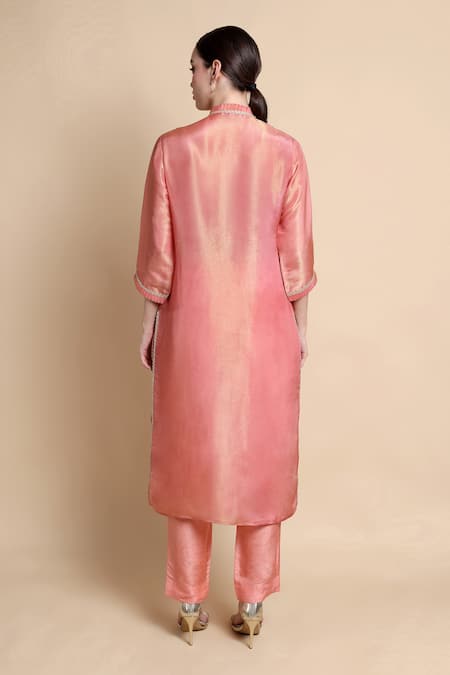 Bhairavi Jaikishan Embroidered Pink Kurta Trouser Set 