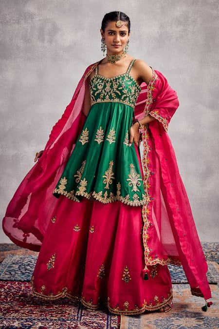 Aman Takyar Amazon Green Kurta Set with Sharara 