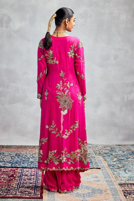 Aman Takyar Fuschia Pink Embroidered Jacket Pant Set 