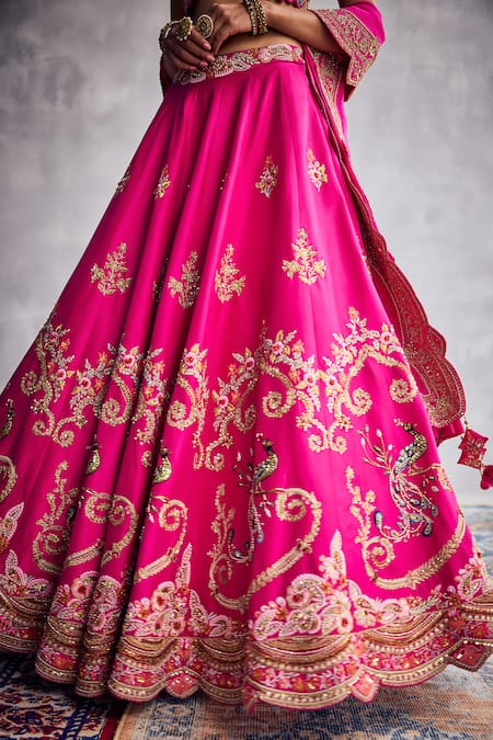 Shop Aman Takyar Fuchsia Sequins, Embroidery V-neck Fuschia Pink Designer Lehenga Set Online at Aza Fashions Shop_Aman Takyar_Fuchsia Sequins, Embroidery V-neck Fuschia Pink Designer Lehenga Set _Online_at_Aza_Fashions
