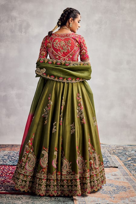 Aman Takyar Woodbine Green Embroidered Lehenga Set 