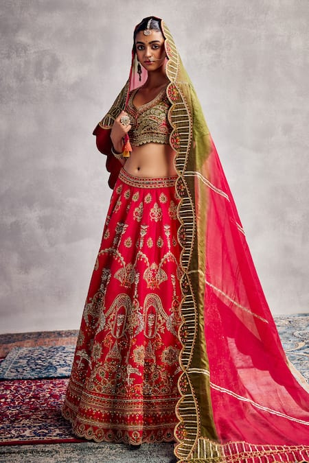 Aman Takyar Designer Pure Red Lehenga Set 