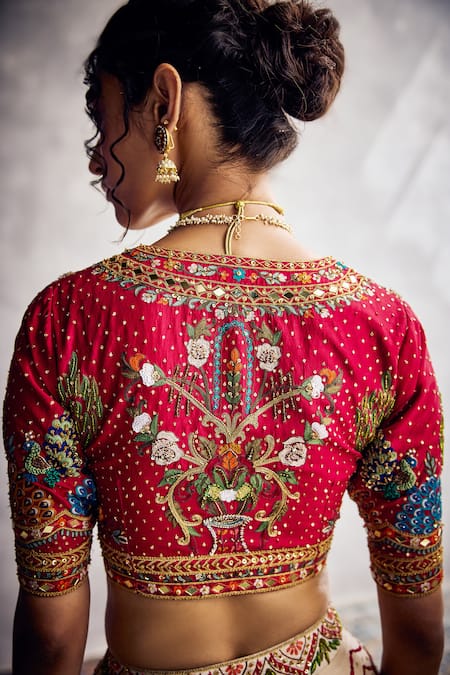 Aman Takyar Ivory Dupion Silk Embroidered Lehenga Set 