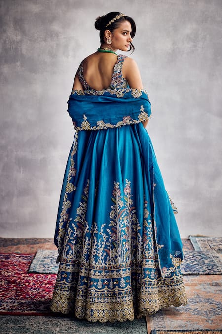 Aman Takyar Deep Ocean Blue Classic Lehenga Set 