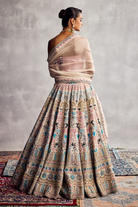 Aman Takyar Ivory Embroidered Fusion Lehenga Set 