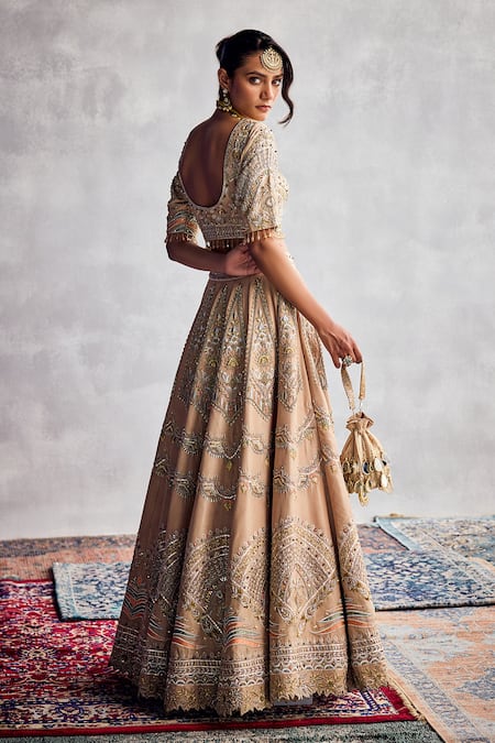 Aman Takyar Beige Embroidered Classic Lehenga Set 