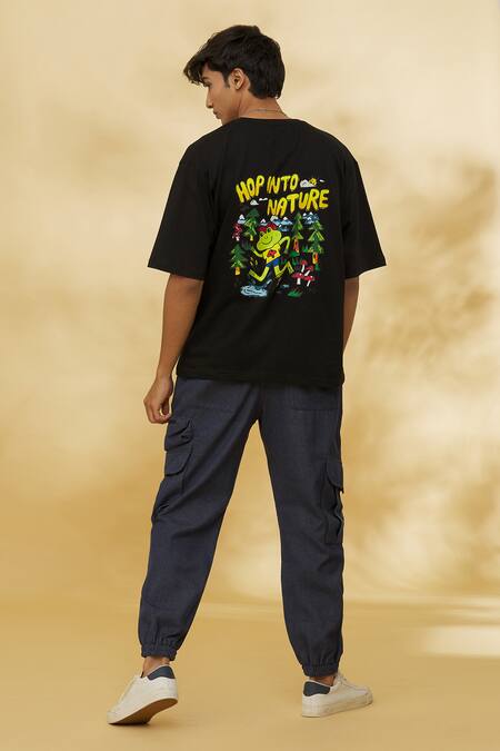 Shop_Theorem_Black Cotton Tadpole Printed T-shirt _Online_at_Aza_Fashions