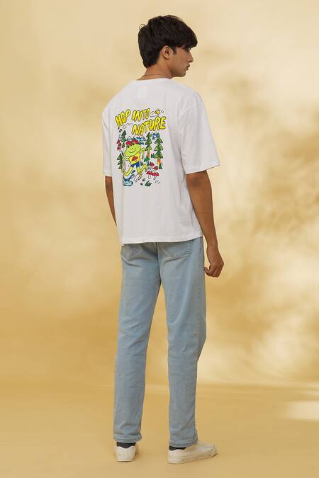 Shop_Theorem_White Cotton Tadpole Printed T-shirt _Online_at_Aza_Fashions