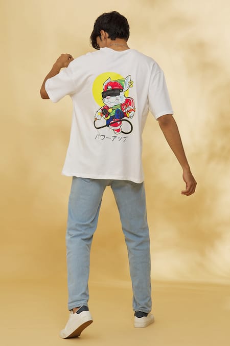 Theorem_White Cotton Printed T-shirt _at_Aza_Fashions