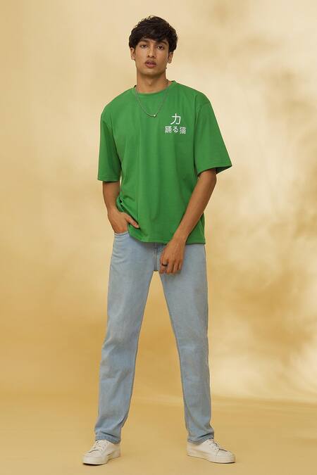 Buy Theorem Green Cotton Designer Tom Bond T-shirt Online at Aza Fashions Buy_Theorem_Green Cotton Designer Tom Bond T-shirt _Online_at_Aza_Fashions