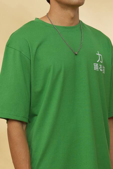 Theorem Green Cotton Designer Tom Bond T-shirt at Aza Fashions Theorem_Green Cotton Designer Tom Bond T-shirt _at_Aza_Fashions