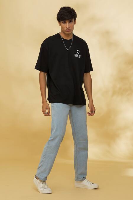 Buy_Theorem_Black Cotton Tom Bond T-shirt _Online_at_Aza_Fashions