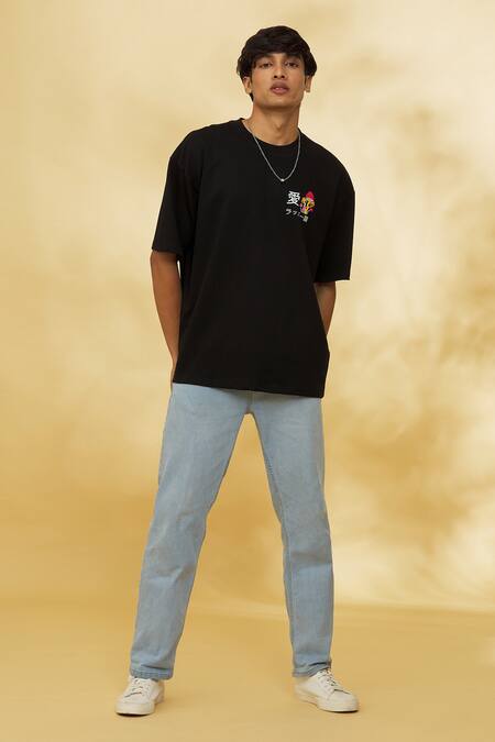 Shop_Theorem_Black Cotton Dancing Mamba T-shirt _Online_at_Aza_Fashions