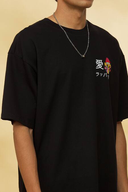 Theorem_Black Cotton Dancing Mamba T-shirt _at_Aza_Fashions