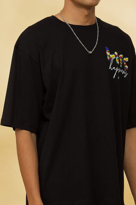 Theorem Black Cotton Life Happens T-shirt at Aza Fashions Theorem_Black Cotton Life Happens T-shirt _at_Aza_Fashions