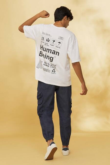 Theorem White Cotton Human Being Printed T-shirt Online at Aza Fashions Theorem_White Cotton Human Being Printed T-shirt _Online_at_Aza_Fashions