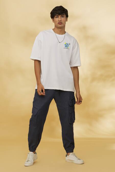 Theorem_White Cotton Only Good Vibes T Shirt _Online_at_Aza_Fashions