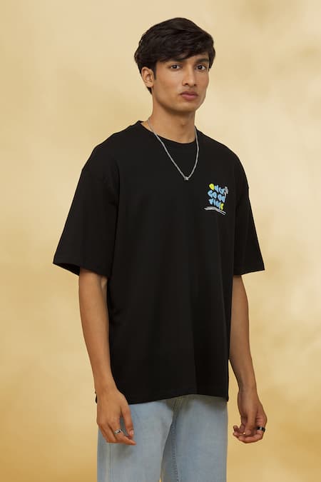 Shop_Theorem_Black Cotton Only Good Vibes T-shirt _Online_at_Aza_Fashions
