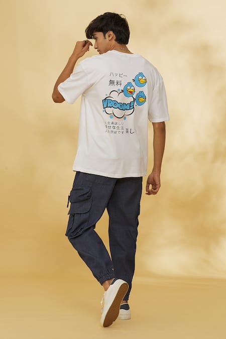 Shop_Theorem_White Cotton Vroom Birds Designer T-shirt _Online_at_Aza_Fashions