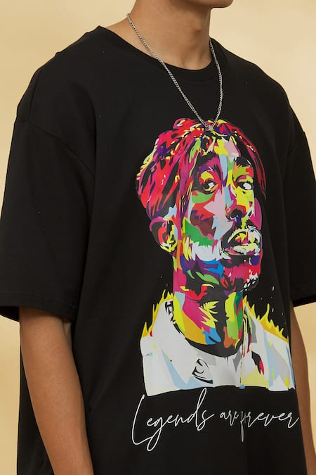 Theorem_Black Cotton Legends Are Forever T-shirt _at_Aza_Fashions