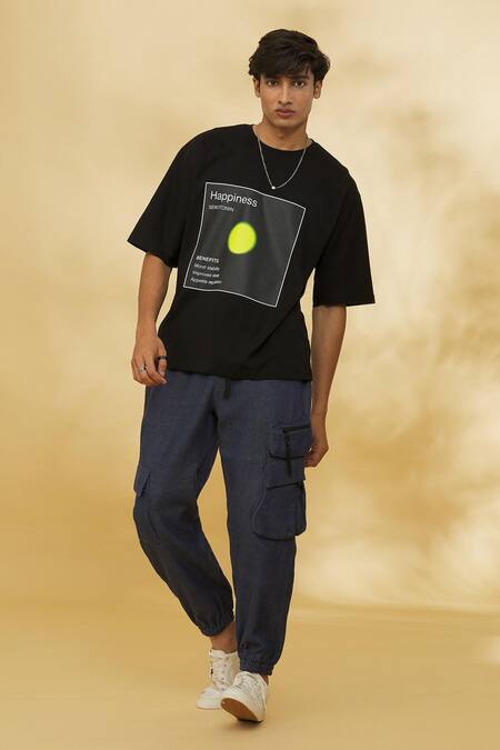 Buy Theorem Black Cotton Emotion Happiness T-shirt Online at Aza Fashions Buy_Theorem_Black Cotton Emotion Happiness T-shirt _Online_at_Aza_Fashions