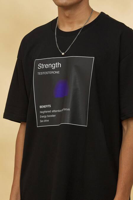 Theorem_Black Cotton Emotion Strength T-shirt _Online_at_Aza_Fashions