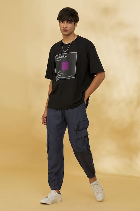 Theorem_Black Cotton Emotion T-shirt _Online_at_Aza_Fashions