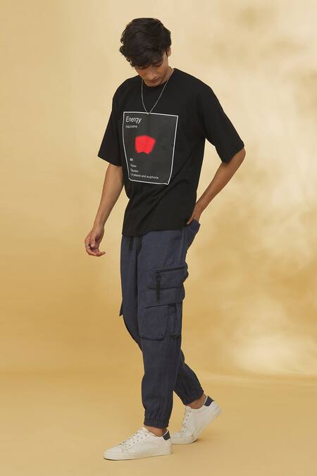 Shop_Theorem_Black Cotton Emotion Energy T-shirt _Online_at_Aza_Fashions