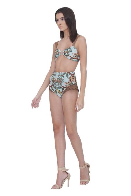 Limerick By Abirr N' Nanki_Multi Color Scoop Neck Multicolor Designer Bikini Set _Online_at_Aza_Fashions