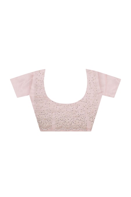 Two Sisters By Gyans_Pink Chiffon Beads Designer Classic Saree Set _Online_at_Aza_Fashions