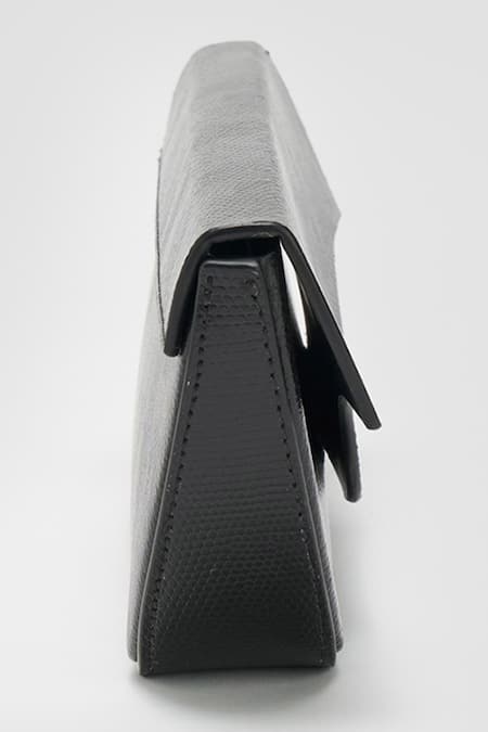 Perona Black Daisy Bovine Leather Handbag Online at Aza Fashions Perona_Black Daisy Bovine Leather Handbag _Online_at_Aza_Fashions