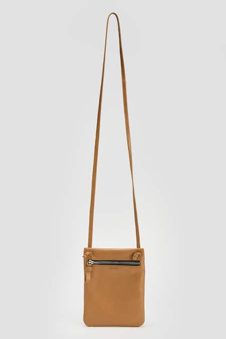 Shop Perona Tan Natural Leather Crossbody Handbag at Aza Fashions Shop_Perona_Tan Natural Leather Crossbody Handbag _at_Aza_Fashions