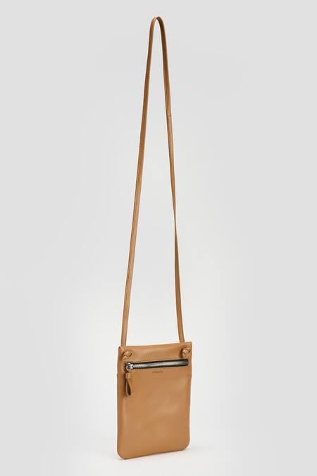 Perona Tan Natural Leather Crossbody Handbag Online at Aza Fashions Perona_Tan Natural Leather Crossbody Handbag _Online_at_Aza_Fashions