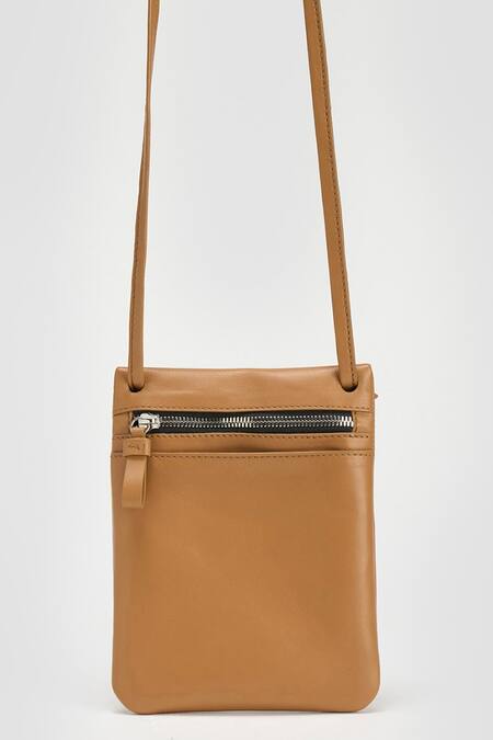 Shop Perona Tan Natural Leather Crossbody Handbag Online at Aza Fashions Shop_Perona_Tan Natural Leather Crossbody Handbag _Online_at_Aza_Fashions