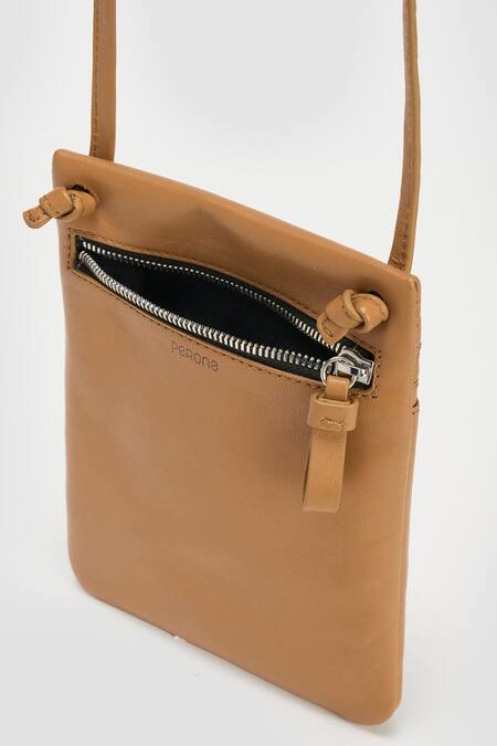 Shop Perona Tan Natural Leather Crossbody Handbag Shop_Perona_Tan Natural Leather Crossbody Handbag