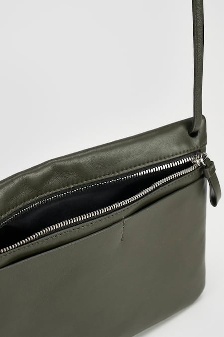 Shop Perona Green Designer Bovine Leather Handbag Shop_Perona_Green Designer Bovine Leather Handbag