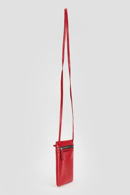 Perona Red Freya Bovine Leather Handbag Online at Aza Fashions Perona_Red Freya Bovine Leather Handbag _Online_at_Aza_Fashions